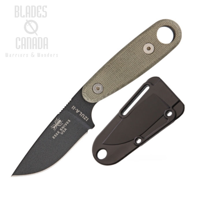 (image for) ESEE Izula II Tactical Fixed Blade Knife, 1095HC Gunsmoke Grey, Micarta, ESIZ2TG, IZULA-II-TG